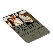 Modern Olive Green Save the Date 2 Foto Bruiloft Magneet (Rechterzijde)
