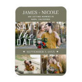 Modern Olive Green Save the Date Wedding 3 Foto's Magneet (Verticaal)
