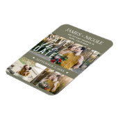 Modern Olive Green Save the Date Wedding 3 Foto's Magneet (Linkerzijde)