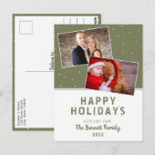 Modern Olive Green Snowflake Holiday 2 Foto Briefkaart (Voorkant / Achterkant)