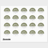 Modern Olive Green Typografie Merry Kerstry Ronde Sticker (Vel)