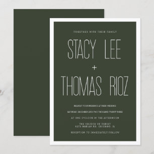 Modern Olive Green Typography Wedding Kaart