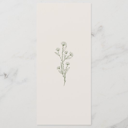 Modern Olive Green Wedding Menu (Achterkant)