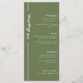 Modern Olive Green Wedding Menu (Voorkant)