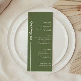Modern Olive Green Wedding Menu