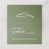Modern Olive Green Wedding Plaatskaartje (Buitenkant ongevouwen)
