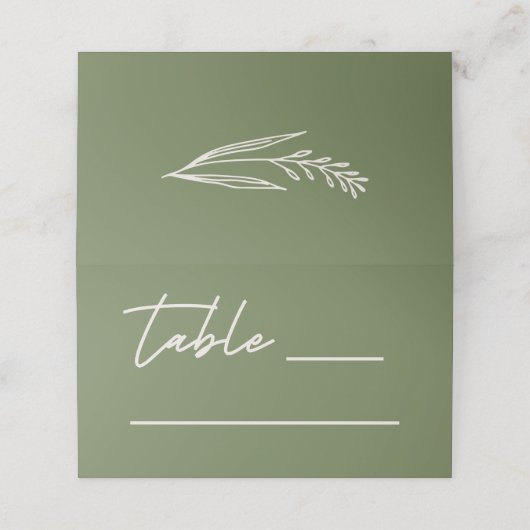 Modern Olive Green Wedding Plaatskaartje (Buitenkant ongevouwen)