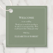 Modern Olive Green Wedding Welcome Gift Label (Voorkant)