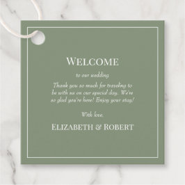 Modern Olive Green Wedding Welcome Gift Label