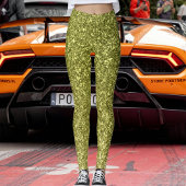 Modern Olive Grey Yellow Glitter Festive Pattern Leggings