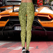 Modern Olive Grey Yellow Glitter Festive Pattern Leggings