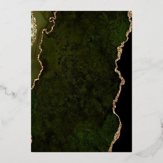 Modern Olive Groen Script Bruiloft Folie Uitnodiging (Achterkant)