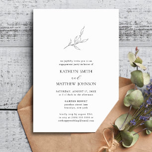 Modern Olive Leaf Branch Eenvoudig Verlovingsfeest Kaart