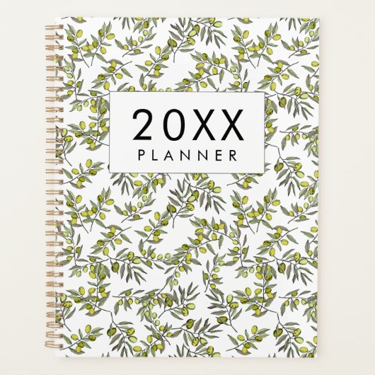 Modern olive pattern weekly & monthly planner (Voorkant)