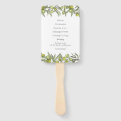 Modern Olive-programma voor trouwerij Handwaaier (Achterkant)