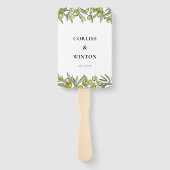 Modern Olive-programma voor trouwerij Handwaaier (Voorkant)