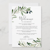Modern Olive Weddenschap Welkomstbrief & reisroute (Voorkant)
