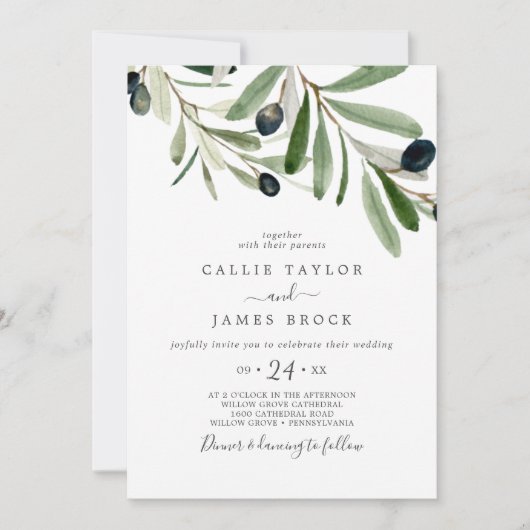 Modern Olive Wedding Kaart (Voorkant)