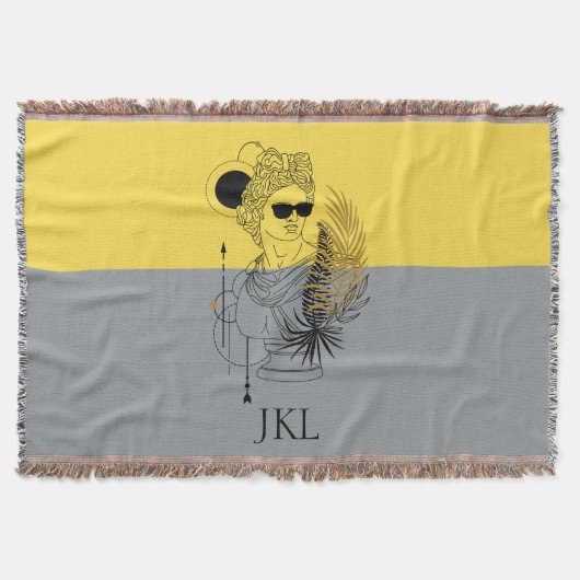 Modern Olympic God Apollo Colorblock Monogram Deken (Voorkant)