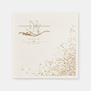 Modern OM HET EVEN WELK paar Jubileum Monogram Ser Servet