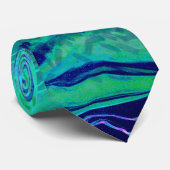 Modern Ombre blauw groen wervelpatroon Stropdas (Opgerold)