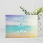 Modern ombre blauw vanille strand vrijgezellenfees kaart (Staand voorkant)