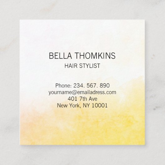 Modern Ombre Geel Vierkante Visitekaartje (Achterkant)