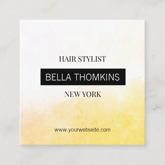 Modern Ombre Geel Vierkante Visitekaartje (Voorkant)