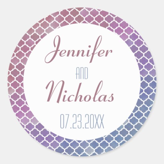 Modern Ombre Geometric Mosaic Wedding Ronde Sticker (Voorkant)