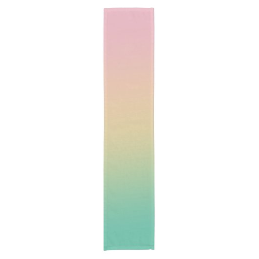 Modern Ombre Gradient Blauwgroen Perzik Roze Korte Tafelloper (Voorkant)