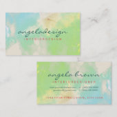 Modern Ombre Green Cloudy Waterverf Botanical Visitekaartje (Voorkant / Achterkant)