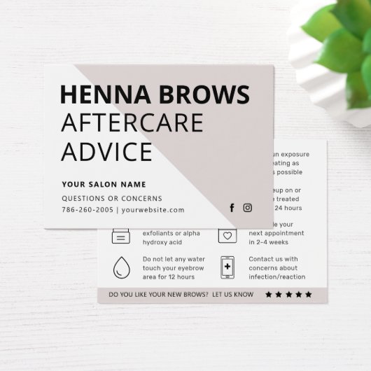 Modern Ombre Henna Eyebrow Tint Aftercare Kaart (Bureau)