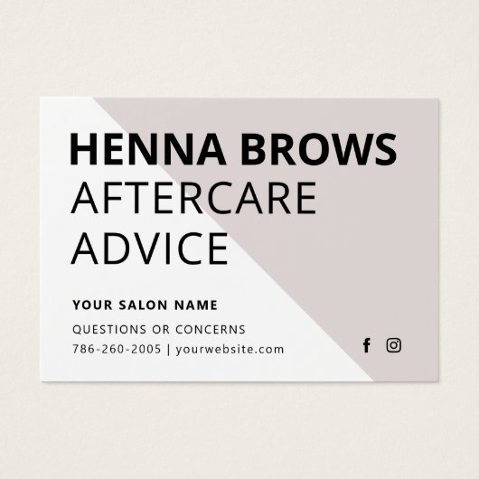 Modern Ombre Henna Eyebrow Tint Aftercare Kaart (Voorkant)