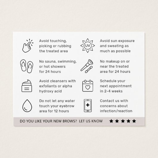 Modern Ombre Henna Eyebrow Tint Aftercare Kaart (Achterkant)