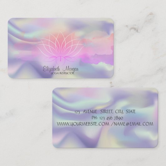 Modern Ombre Holographic Bruske Lotus Visitekaartje (Voorkant / Achterkant)