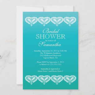 Modern Ombre Lace Hearts Bridal Shower Kaart