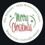 Modern Ombre Merry Christmas Classic Ronde Sticker<br><div class="desc">Dit is een eenvoudig en elegant ontwerp dat uw vakantielettertjes en -kaarten een beetje geavanceerd zal maken! De stijl neemt een leuk en feestelijk gevoel van beweging door het hand geschreven type van doopvont op. U kunt het adres bewerken door op de link 'Deze sjabloon aanpassen' te klikken.</div>