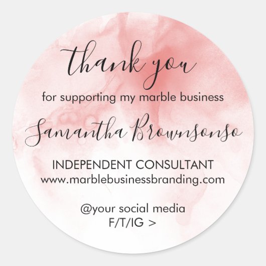 Modern Ombre Pink Waterverf meisje baas bedankt Ronde Sticker (Voorkant)