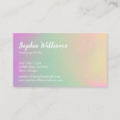 Modern Ombre Roze Groen Geel Handgeschreven Script Visitekaartje (Achterkant)