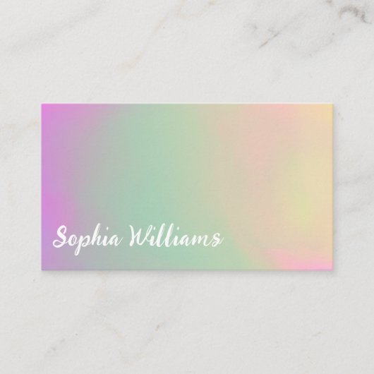 Modern Ombre Roze Groen Geel Handgeschreven Script Visitekaartje (Voorkant)
