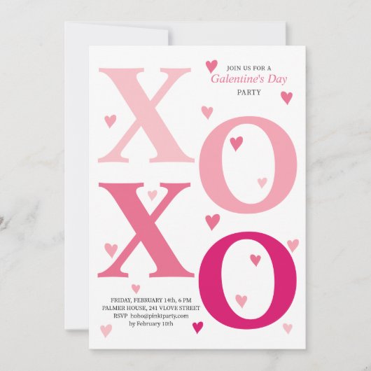 Modern ombre roze HOHO harten Galentines Day party Kaart (Voorkant)