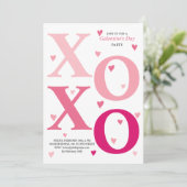 Modern ombre roze HOHO harten Galentines Day party Kaart (Staand voorkant)