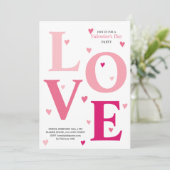 Modern ombre roze LIEFDE harten Valentijnsdag part Kaart (Staand voorkant)