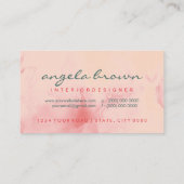 Modern Ombre Roze Waterverf Roze Sage Visitekaartje (Achterkant)