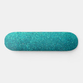 Modern Ombre Turquoise Black Glitter Simple Urban Persoonlijk Skateboard (Horizontaal)