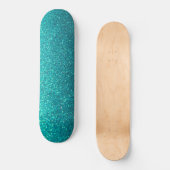 Modern Ombre Turquoise Black Glitter Simple Urban Persoonlijk Skateboard (Voorkant)