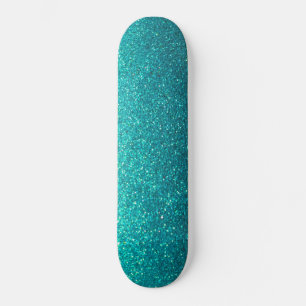 Modern Ombre Turquoise Black Glitter Simple Urban Persoonlijk Skateboard