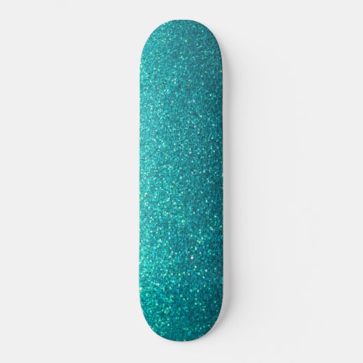 Modern Ombre Turquoise Black Glitter Simple Urban Persoonlijk Skateboard (Voorkant)