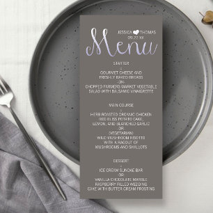 Modern Ombré Typography Paars & Gray Wedding Menu