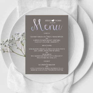 Modern Ombré Typography Paars & Gray Wedding Menu